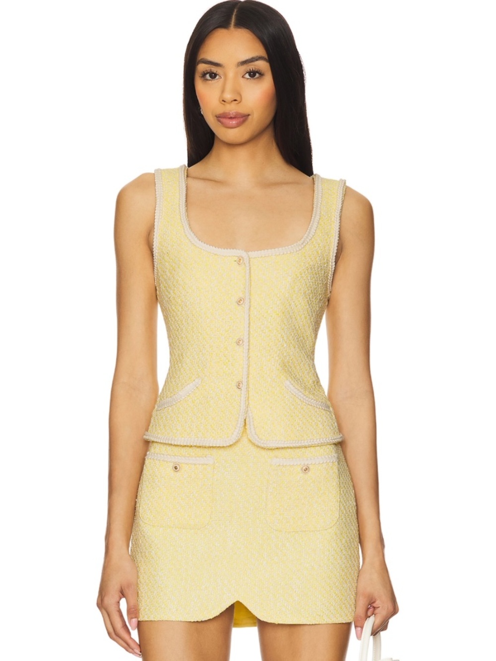 AMANDA UPRICHARD Caligari YELLOW TWEED TOP/SKIRT SET